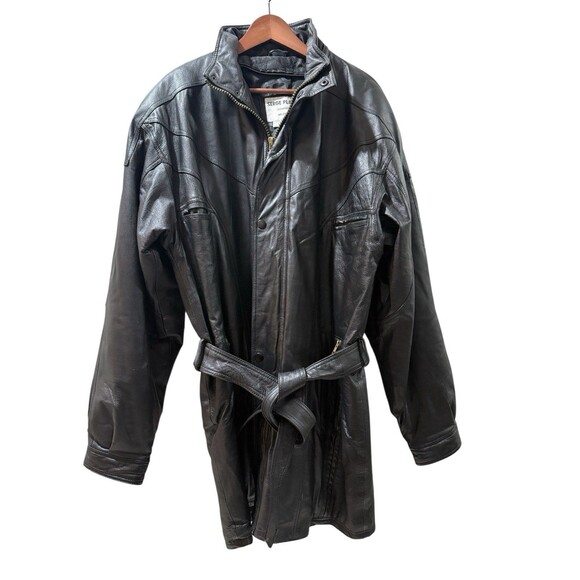 SERGE PLATINI Other - MEN'S SERGE PLATINI Short Trench Leather Coat Size Medium Vtg W Belt